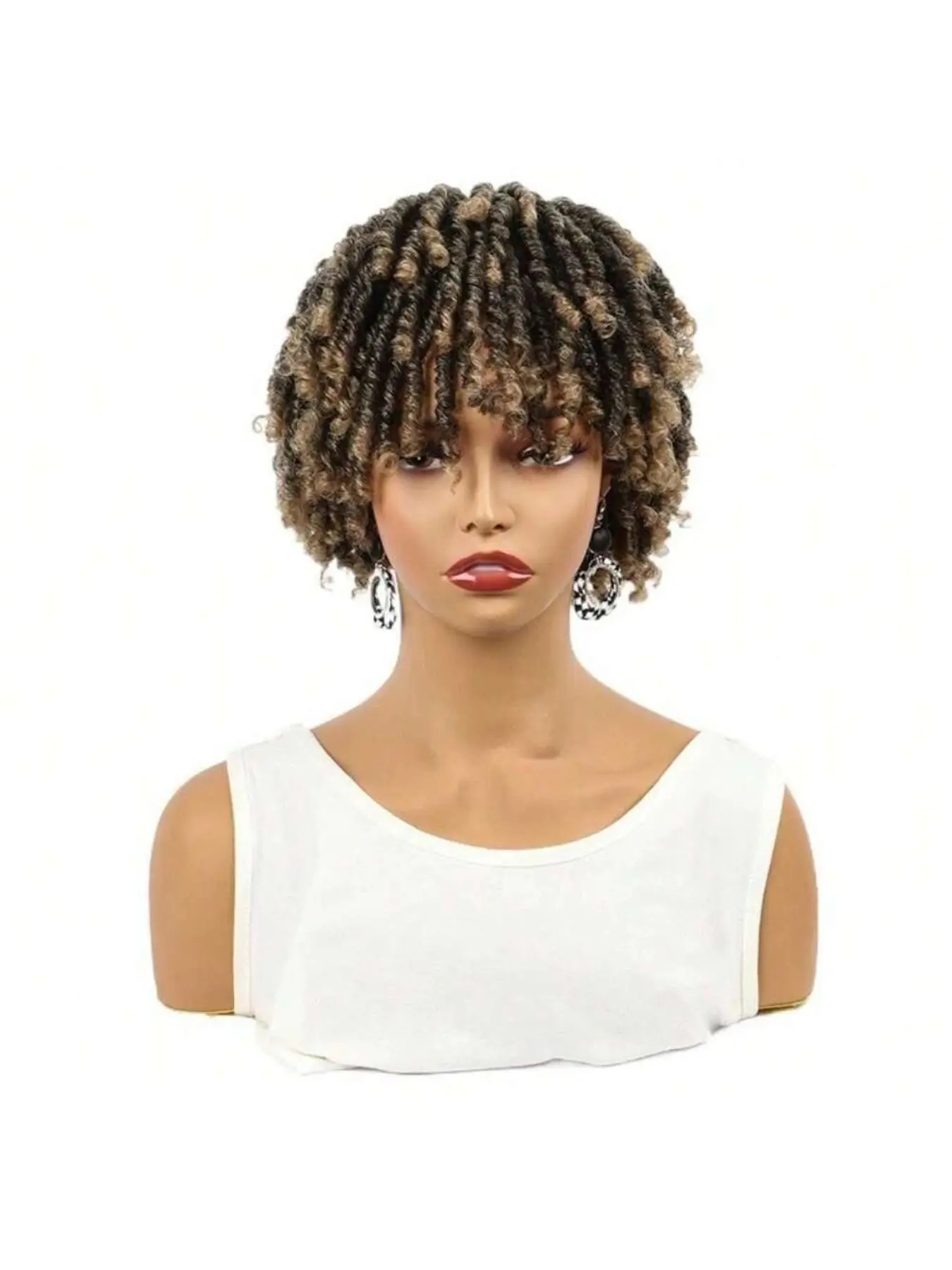 Afro Dreadlock Wig Topper Synthetic Hairpiece Clip In Kinky Curly Dreadlocks Hair Extension Instant Hairstyle Transformation Natural Looking Costume Wig Accessory for Women Men