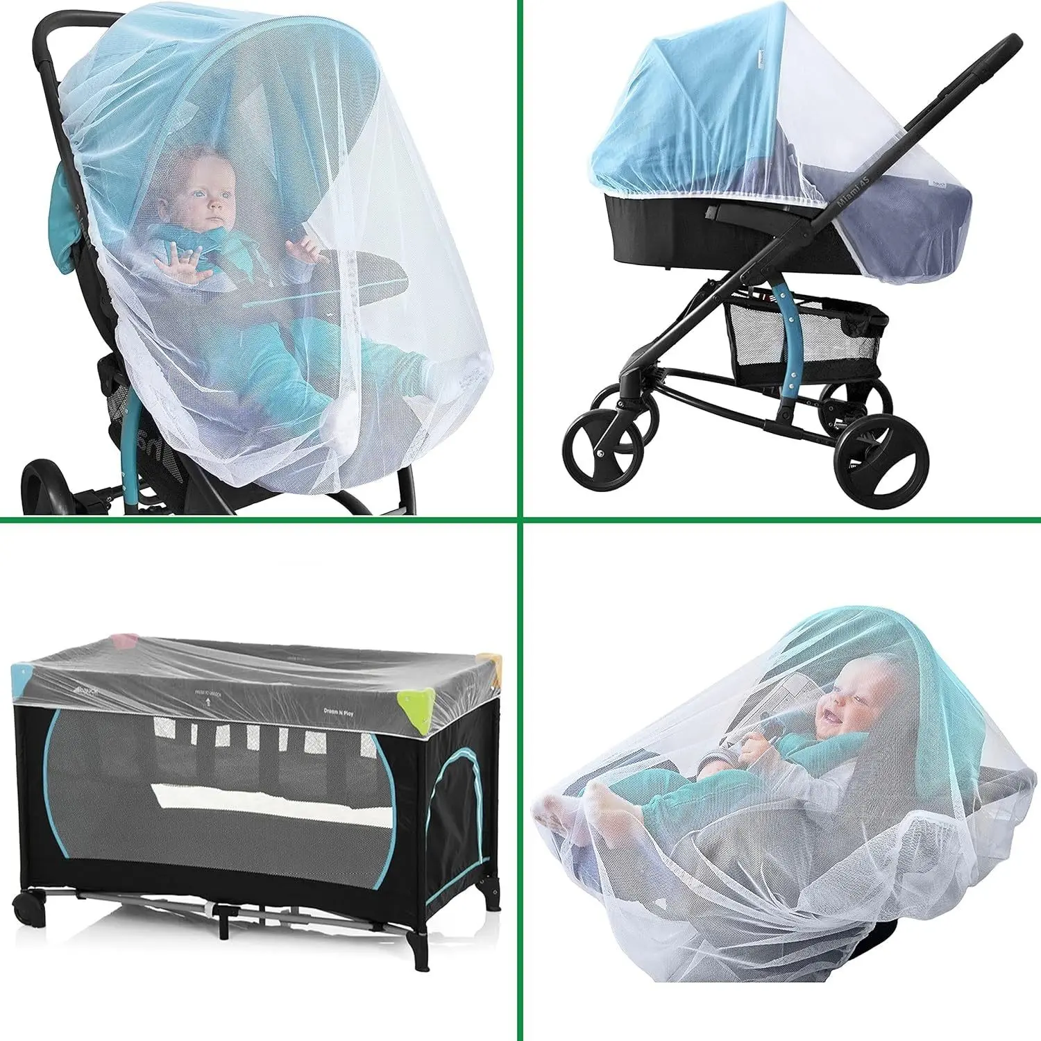 Baby Bed Mosquito Net, Infant Stroller Mesh Cover, Elastic Band Anti-Mosquito Net, Baby Insect Protection Net, Single Size, Airflow
