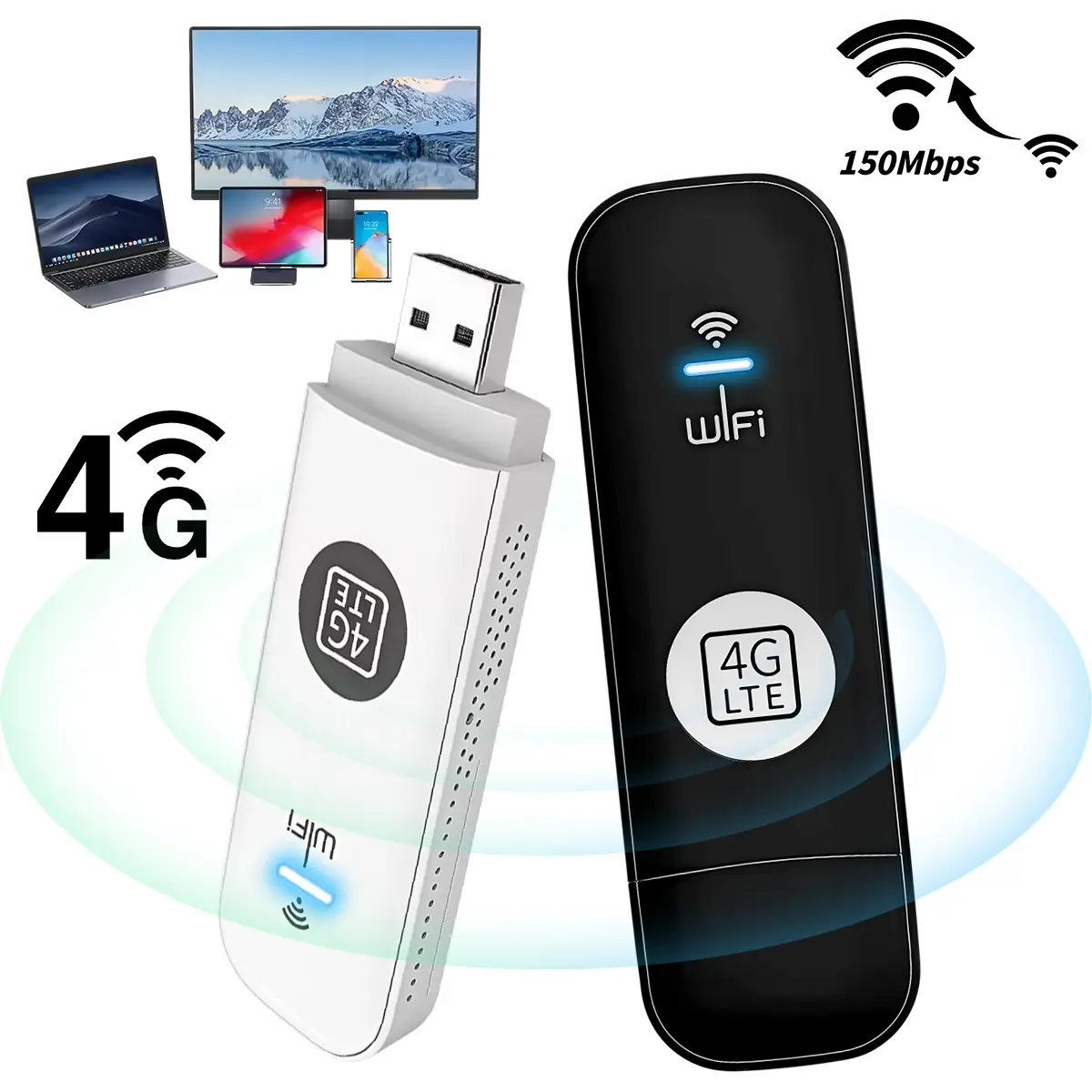 Portable 4G WiFi Hotspot Router, Travel WiFi Device with 150Mbps, Features Multi‑Device Support, Easy Plug‑and‑Play, Ideal for Hotel WiFi, Camping, Family Road Trips