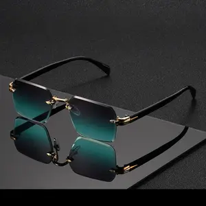 Unisex Retro Rectangle Rimless Sunglasses – Ins Trendy Luxury Design, UV400 Protection, Perfect for Daily Casual & Party Gatherings