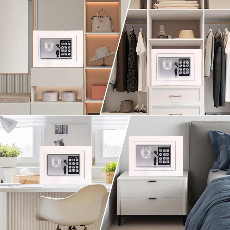 Mini Electronic Safe Box With Digital Keypad & Keys  Small Deposit Boxes Slot Safety For Home Office Dorm Drop-resistant Durable (white)