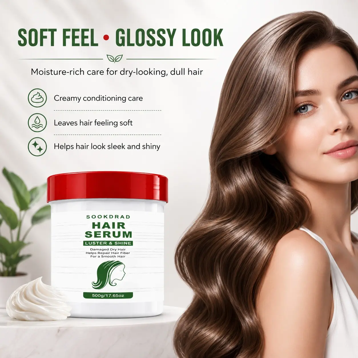 Hair Serum For Damaged Dry Hair, Repair Hair Fiber, Boost Luster And Shine, Smooth Hair, 500g/17.65oz