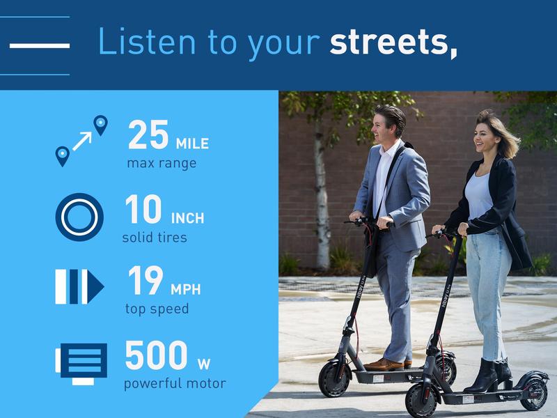 Hiboy S2 Pro Electric Scooter,UL 2271 Certified，10" Solid Tires, 25 Miles Range, 500W Motor & 19 MPH Portable Folding Commuting Electric Scooter for Adults with Double Braking System and App Rear suspensions LED headlight + sidelight + taillight
