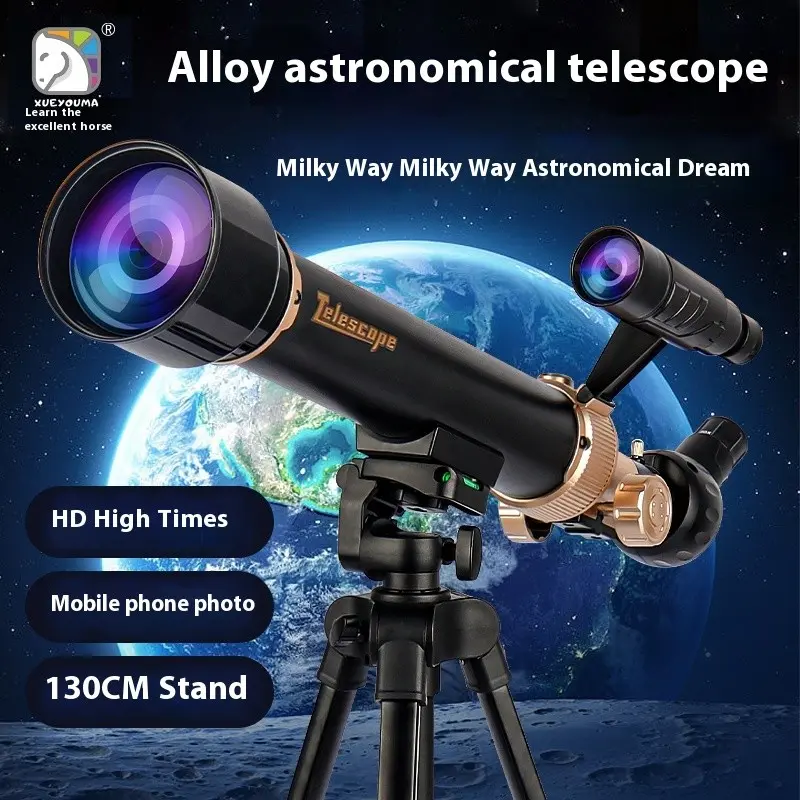 Science Horse Alloy Telescope 130cm, Extendable Tripod, High-Definition Lens, Dual Use, Phone Photography, Star Gazing Gift for Kids