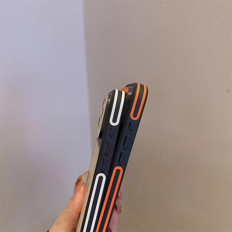 Instantly enlarges the screen, suitable for iPhone 17/16/15/14/13, denim-pattern side-stick anti-collision edge denim leather protective case