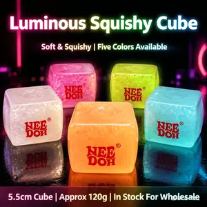 Luminous Glitter Maltose Ice Cube Squeeze Toy, Translucent Slow Flow Squish Fidget Block, Anxiety Relief Sensory Ornament for Teens & Office