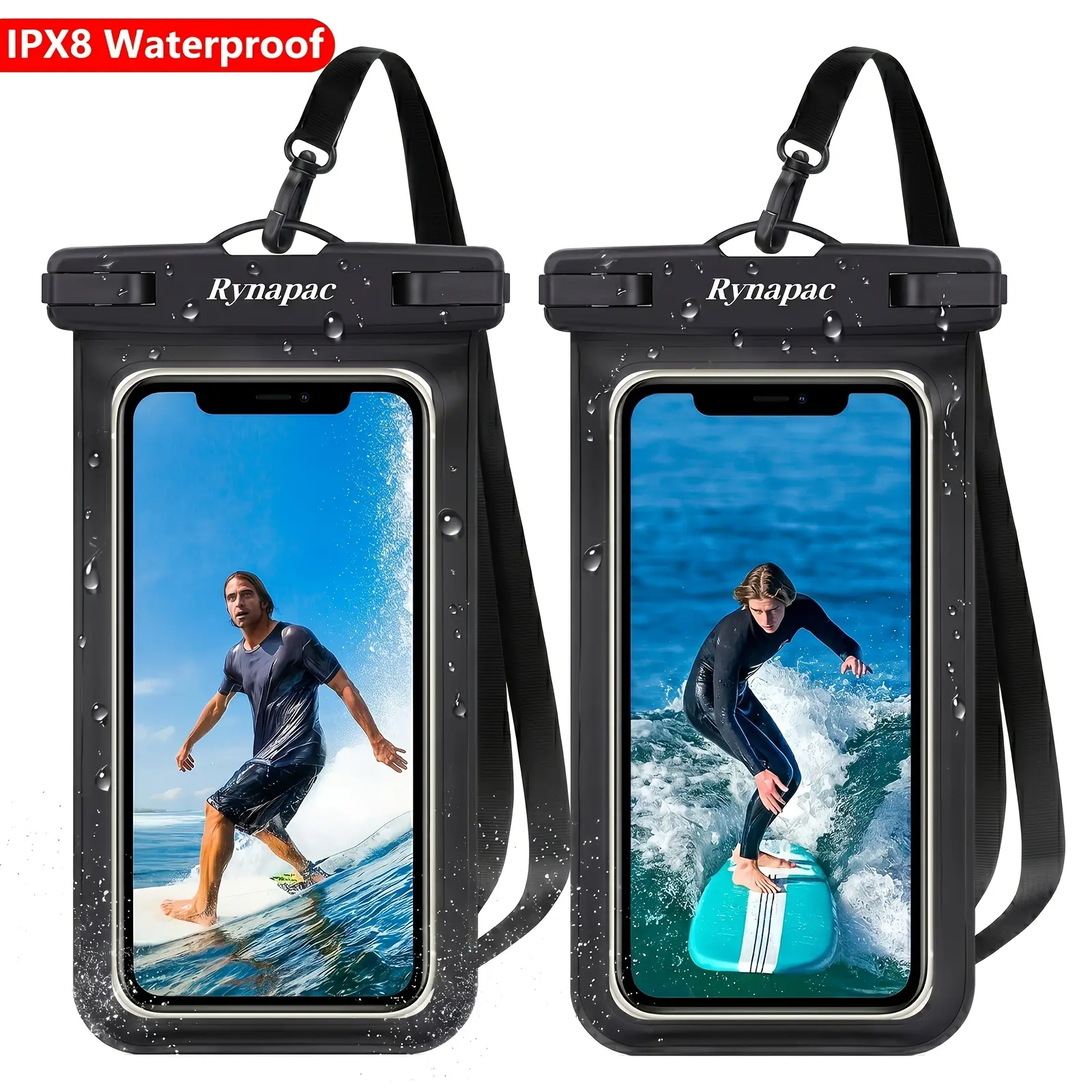 Ryweavou 7-Inch Phone Bag 2-Pack for Iphone 16 Pro 15 14 13 12 11 Pro Max XS Plus for Galaxy Phones, Dry Phone Bag for Diving, Swimming, Snorkeling and Beach Adventures
