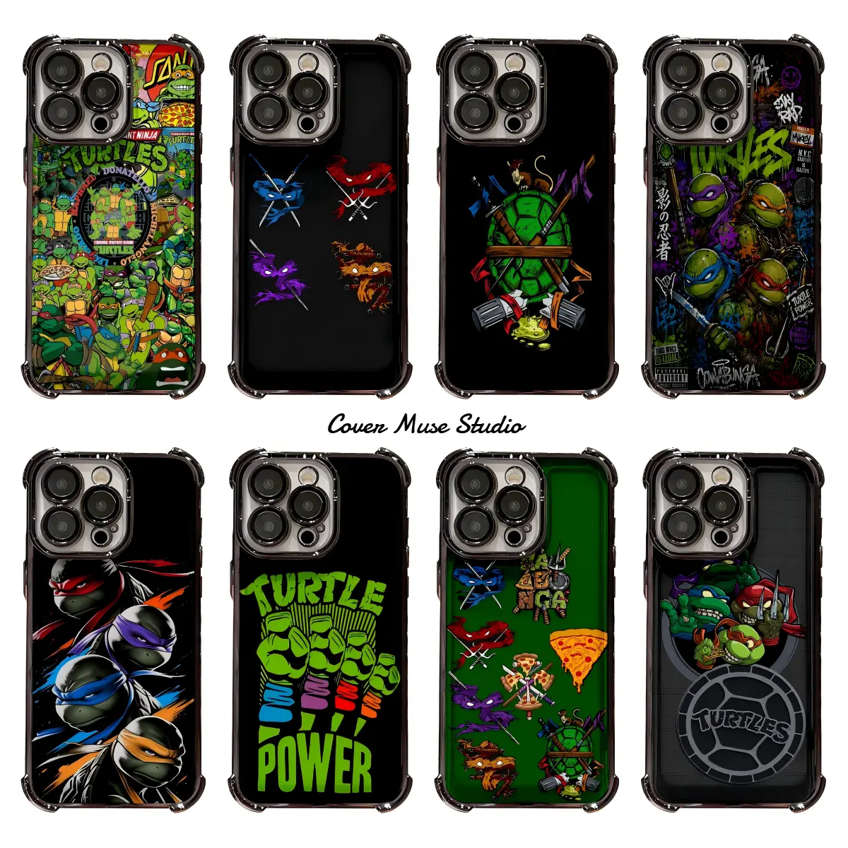 Teenage Mutant Ninja Turtles Phone Case for iPhone 17 16 15 14 13 12 11 Pro Max, Shockproof 4-Corner Airbag Electroplated TMNT Retro Cartoon Cover