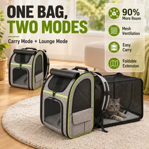 Small Pet Backpack, Expandable Space, Portable Pet Carrier, Breathable Foldable Cat Bag, Large Capacity Outdoor Cat Bag