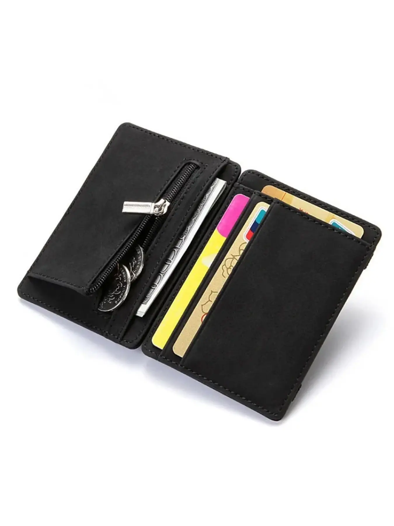 Men PU Leather Credit Card Holder Magic Wallet with Money Clip, Luxury Short Mini Small Cardholder, Casual Coin Purse & Money Clip, Ideal Gift for Husband, Card Coin Pouch, Card Slot Wallet