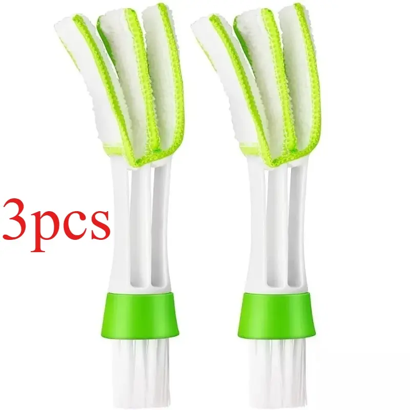 3pcs Car Air Conditioner Vent Cleaning Brush, Multi-functional Double-headed Soft Cleaning Brush, Keyboard Brush, Blinds Dusting Brush