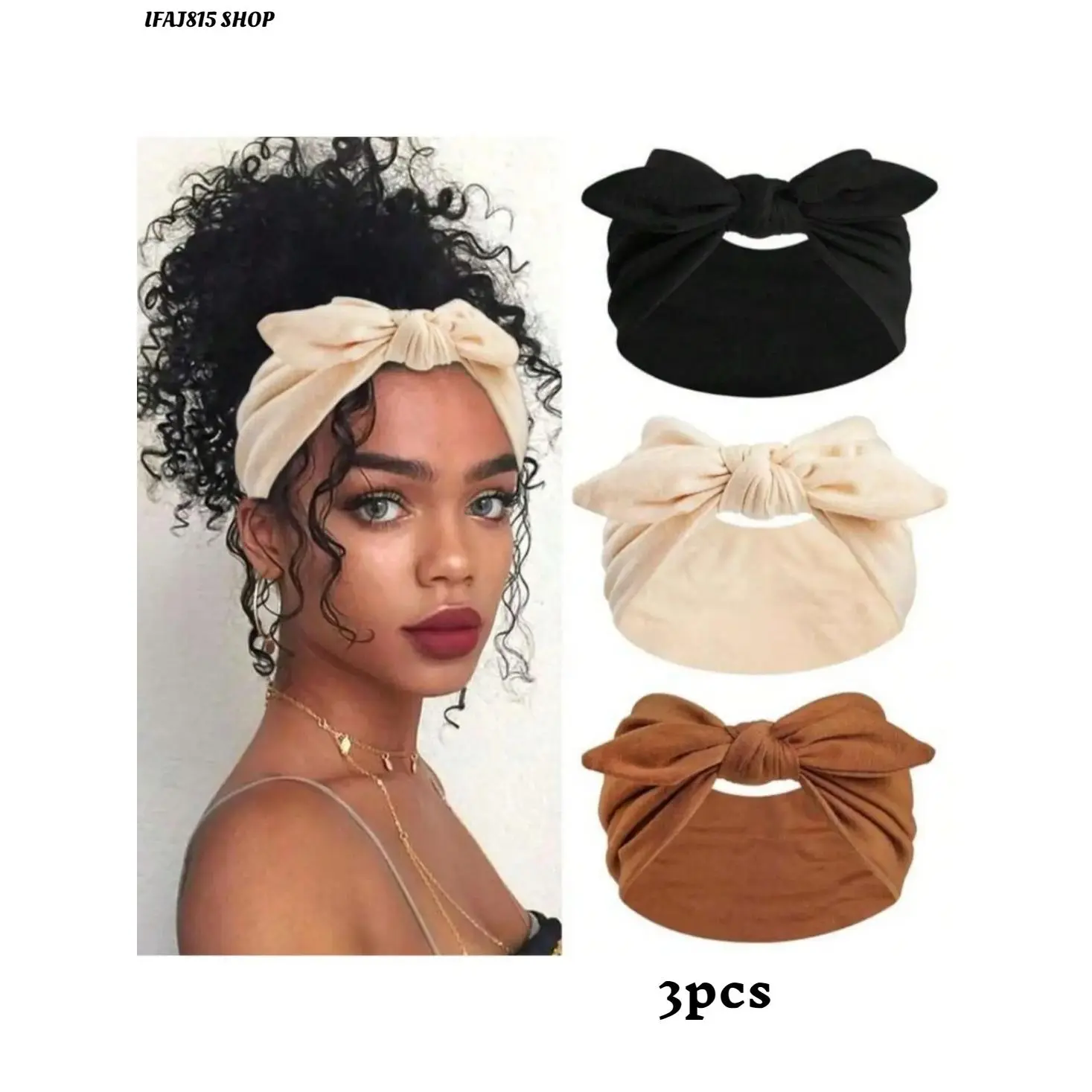 3 Pack Women’s Vintage Bow Headbands, Boho Rabbit Ear Knotted Wide Head Wrap Hair Accessories, Cute Aesthetic Elastic Hair Band with Solid Color Design, Trendy Statement Headband for Yoga, Fitness, Outdoor Activities & Everyday Casual Wear