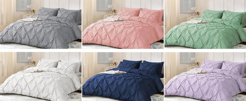Queen Comforter Set of 7 Pieces-Bed in a Bag for Queen Size, All Season, Pintuck Bedding with Comforter, Flat Sheet, Fitted Sheet, Pillowcases and Shams, Black