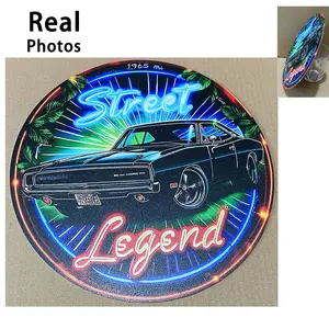 Vintage Neon-Color Car Aluminum Sign, High-Quality Wall Decor Plaque, Street Legend Design, Home Garage Bar Decoration