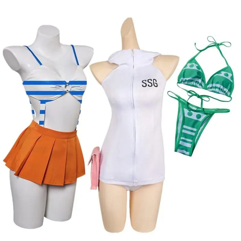 Nami Cosplay Costume Adult Women Fantasia Jumpsuit Waistbag Bikini Swimsuit Beach Skirt Outfits Halloween Carnival Party Suit
