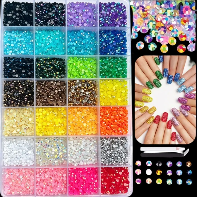 18000pcs 3mm Transparent Flat Back Jelly Resin Rhinestones, Ideal for Nail Art, Face, Eye Makeup, Body Crafts, DIY Decorations, Nail Art Accessories