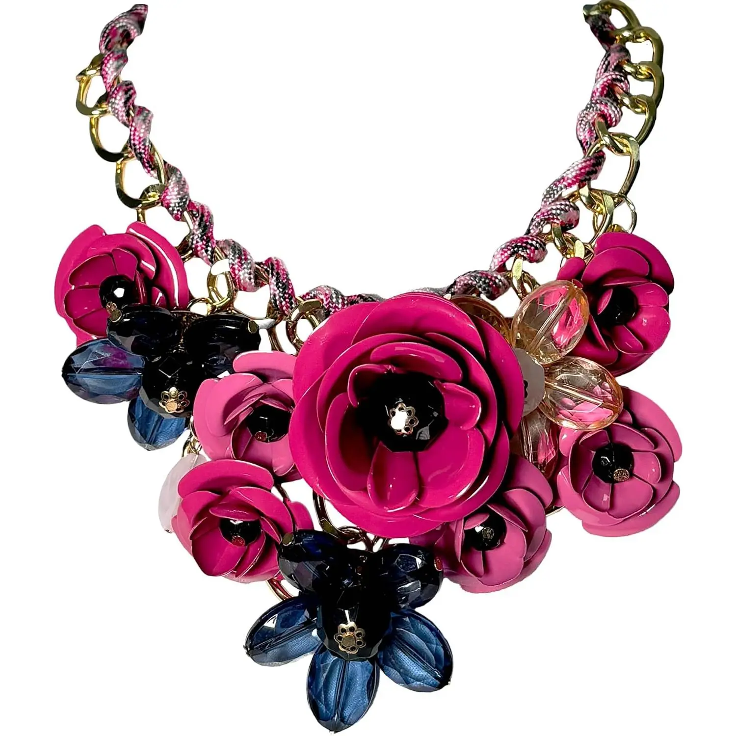 Flower Bib Statement Necklace Chunky Flower Statement Necklace Drama Bib   Set for Women Prom Party