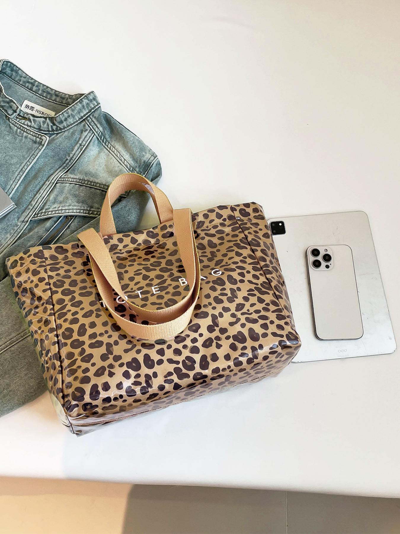 Fashion Leopard Pattern Tote Bag, Large Capacity Shoulder Bag for Women, Casual Trendy Versatile High-quality Daily Commuting Bag, Girl Fashionable Shopping Bag