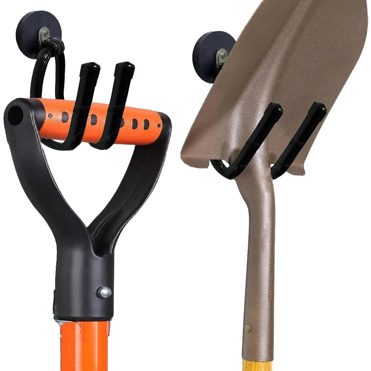 2 Pack Heavy Duty Magnetic Garage Storage Hooks - Strong Magnet Organizer Hooks with Rubber Coating for Garden Tools, Hose, Workshop, Pool Tools, Indoor & Outdoor Hanging (Black)
