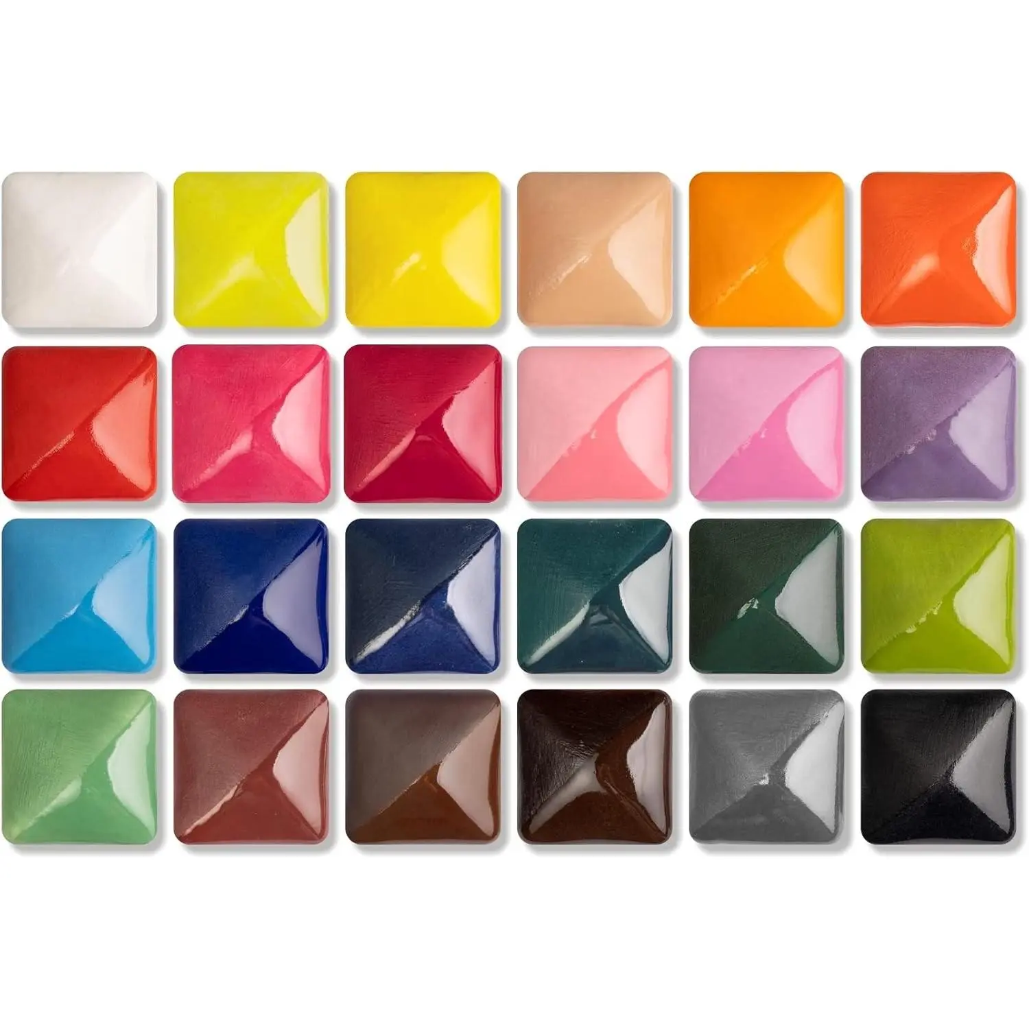 Concentrated Opaque Liquid Underglaze Set with Red Brush for Pottery Bisque, 24 Colors Mini Pack