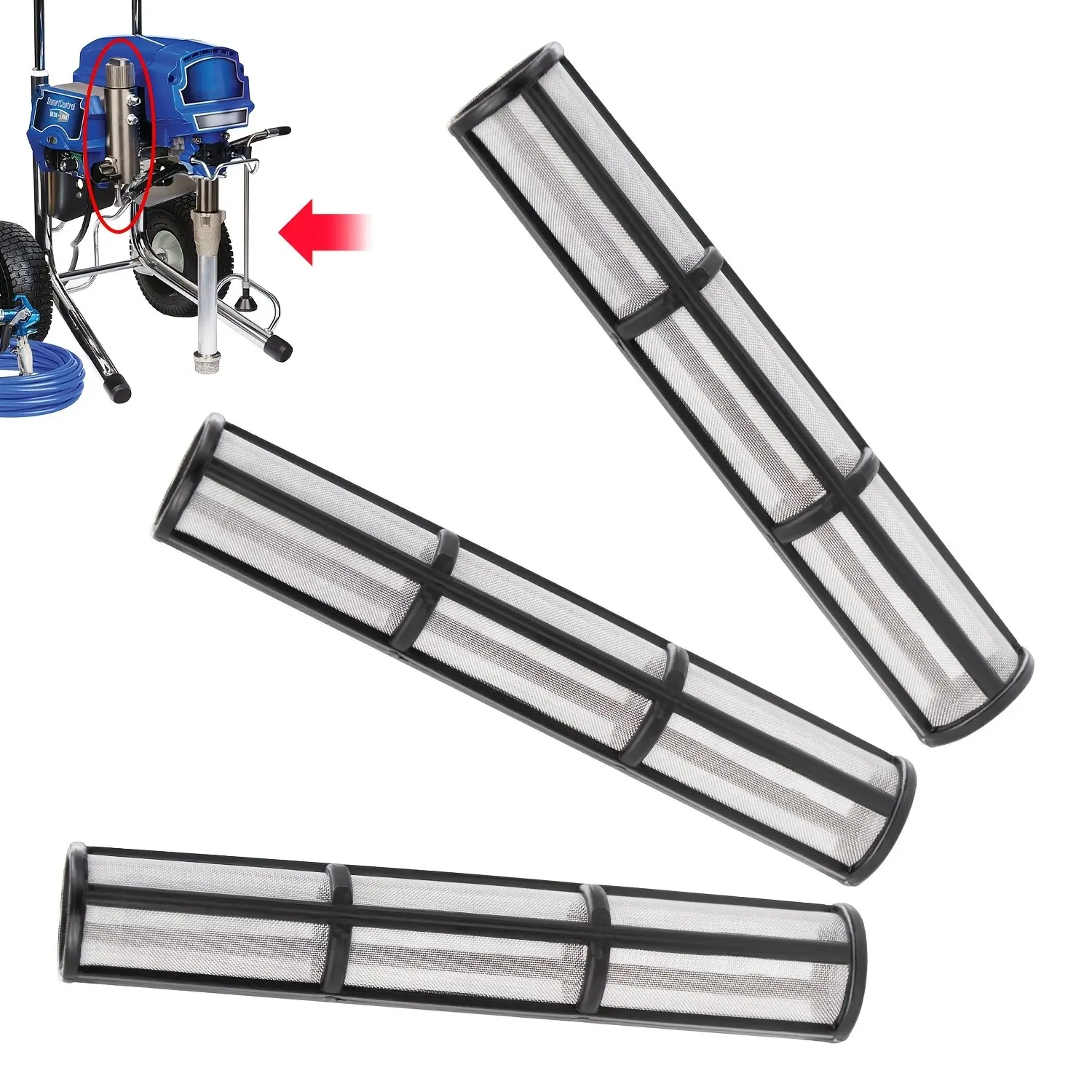 3 Pieces 244067 Manifold Filter, 60 Mesh, Compatible with Gra-Co Airless Paint Sprayer 695, 795, 1095, 3900, 5900, 7900, Airless Paint Sprayer Filter