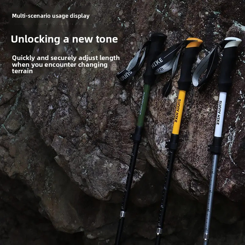 Aluminum alloy hiking pole, five-section folding trekking pole, professional outdoor climbing equipment, ultra-light and convenient telescopic folding hiking pole