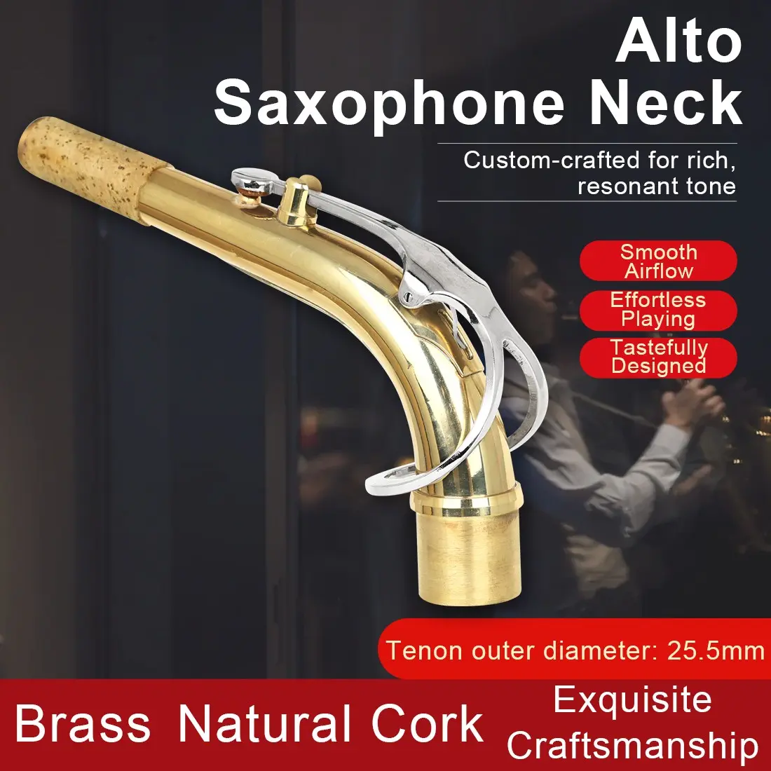 Medium Alto Saxophone Bended Neck Brass Gold Silver Dual Color B87, Durable PVC Bag, Perfect for Music Enthusiasts