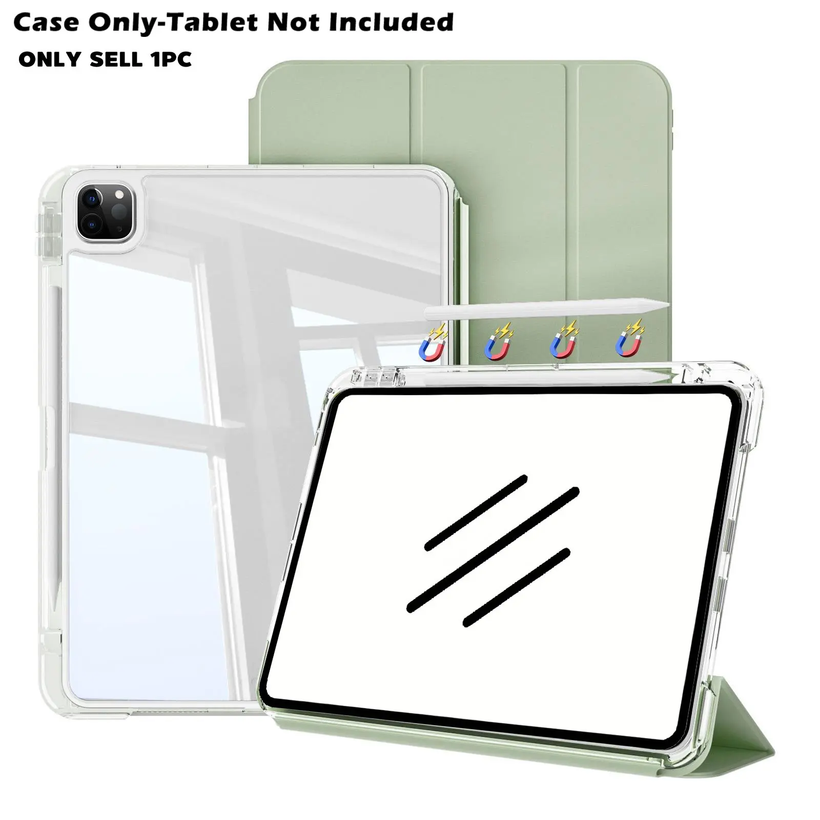 Clear Tablet Case with Pen Slot, 1 Count Auto Sleep/Wake Smart Tablet Protective Cover, Tablet Protector for iPad Pro 13 Inch (M4) Air 13 Pro 11 Inch Air 4/5/6/7/8 ipad 10th gen case 11th a16 mini 6/7 a17 pro