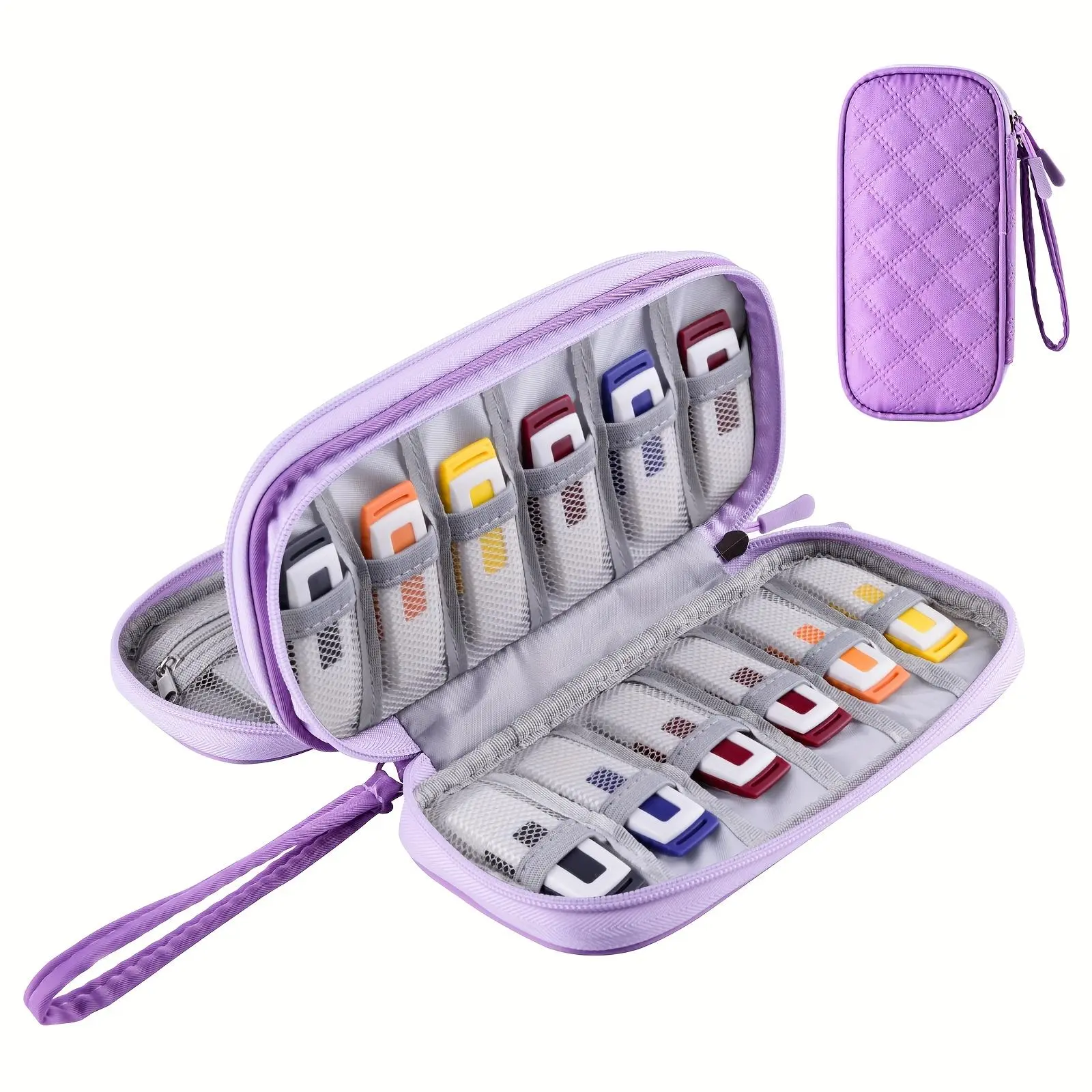 18-Slot USB Flash Drive Organizer Box - Lightweight Mesh Portable USB Storage Bag, Durable Polyester with Zipper Closure, Seam Texture, Travel-Ready Compact Design for Travel & Office Use, Fits SD Cards, Zip Closure