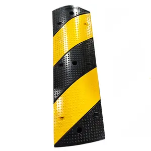 2-Pack 6ft Rubber Speed Bumps, 72 x 11.8 x 2 Inches, 25,000 lb Capacity, Dual Cable Channel, Reflective Yellow Stripes