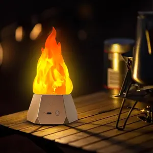 Simulated flame lamp, USB rechargeable flameless candle, with flickering flame effect, 3-mode LED flame lamp, suitable for outdoor camping, holidays, Halloween, Christmas, Thanksgiving table and courtyard decoration