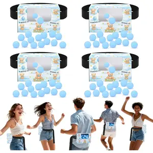 4 Set Blue Bear Baby Shower Games Swing Shaking Balls Game for Adult Includes 40 Balls, 4 Paper Boxes, 4 Belts Table Tennis Twerk Game Supply for Outdoors Indoors