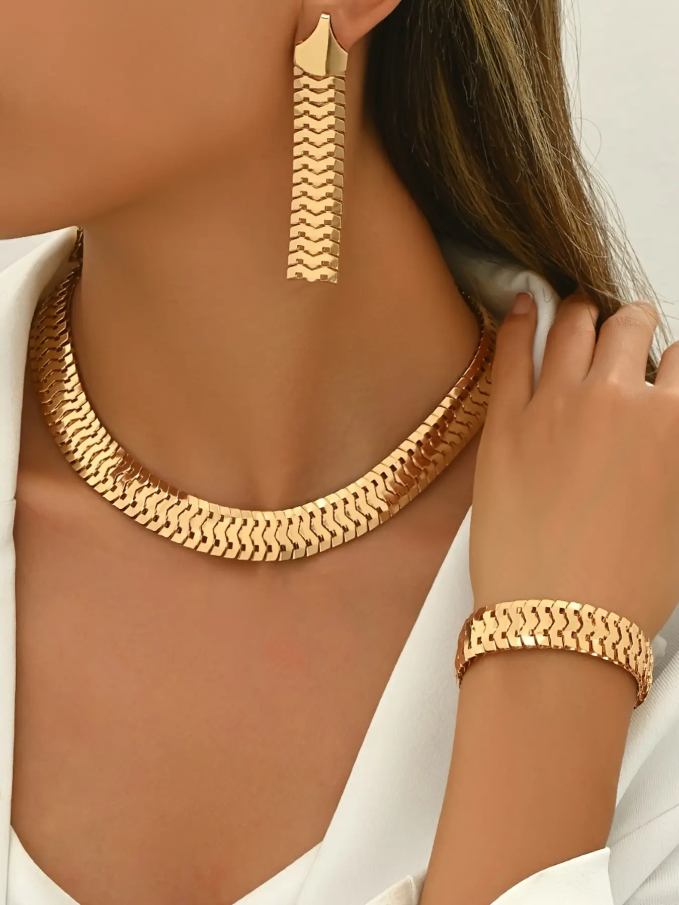 4-Piece Set Punk Style Snake Chain Jewelry for Women, Ideal for Daily Wear, Parties, Mother's Day, Weddings, Graduation Gifts