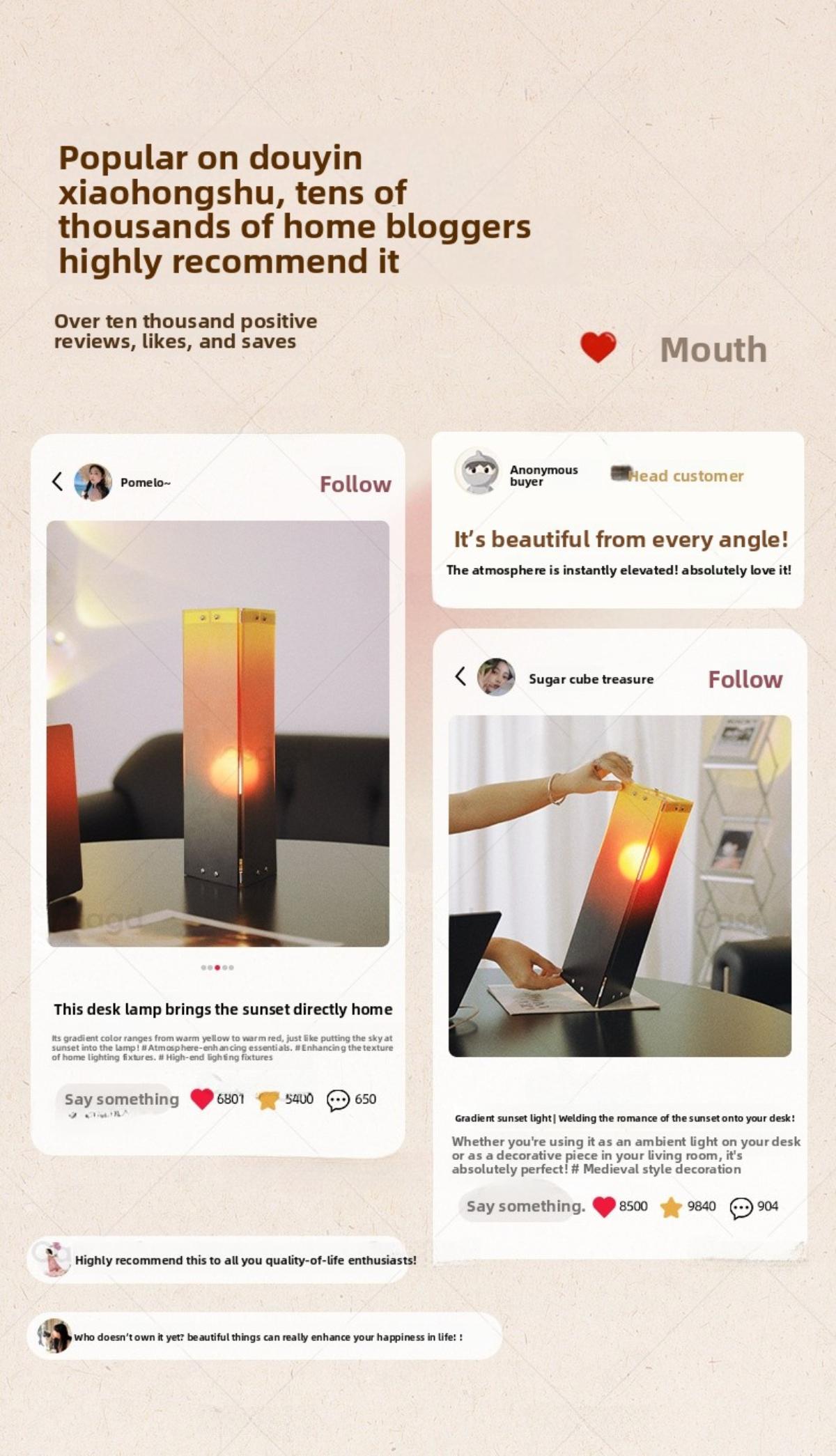 Creative Height Adjustable Sunset Gradient Lamp| Warm Light Atmosphere Desk Lamp| Unique Birthday Holiday Gift| For Men Women Home Decor Lovers