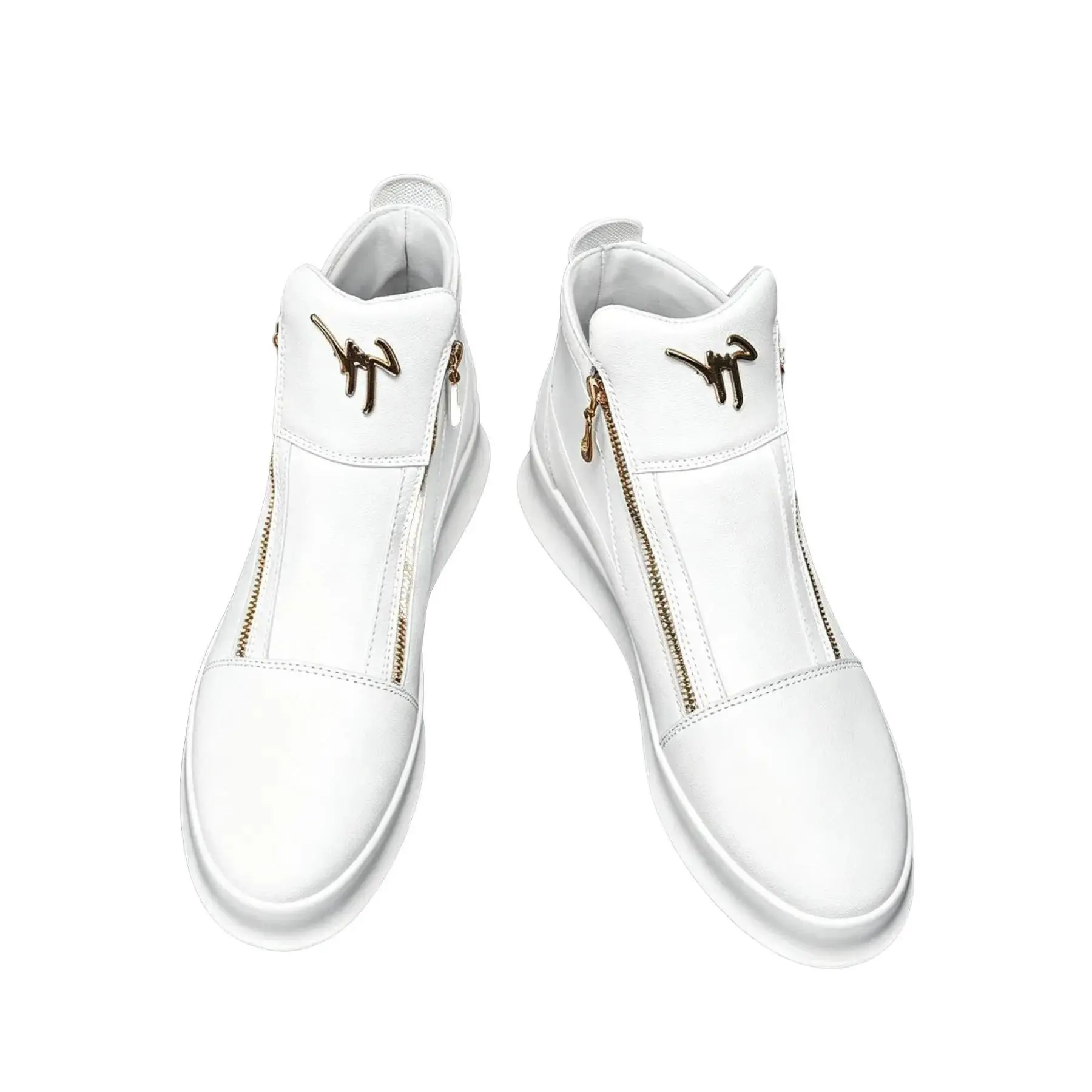 Men's High Top Sneakers, Dual Zipper Metal Decor, Thick Sole Casual Walking Shoes, Trainer, Versatile Boardwalk Style, Trendy European & American Design, Fashionable Versatile Sneakers