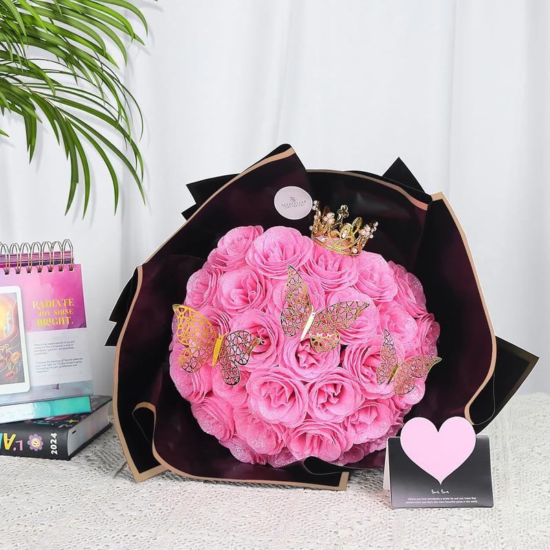 25 Pcs DIY Glitter Roses: Artificial Bouquet of Shiny Fake Flower Bouquet, Perfect for Mothers Day Gift,Anniversary,Weddings