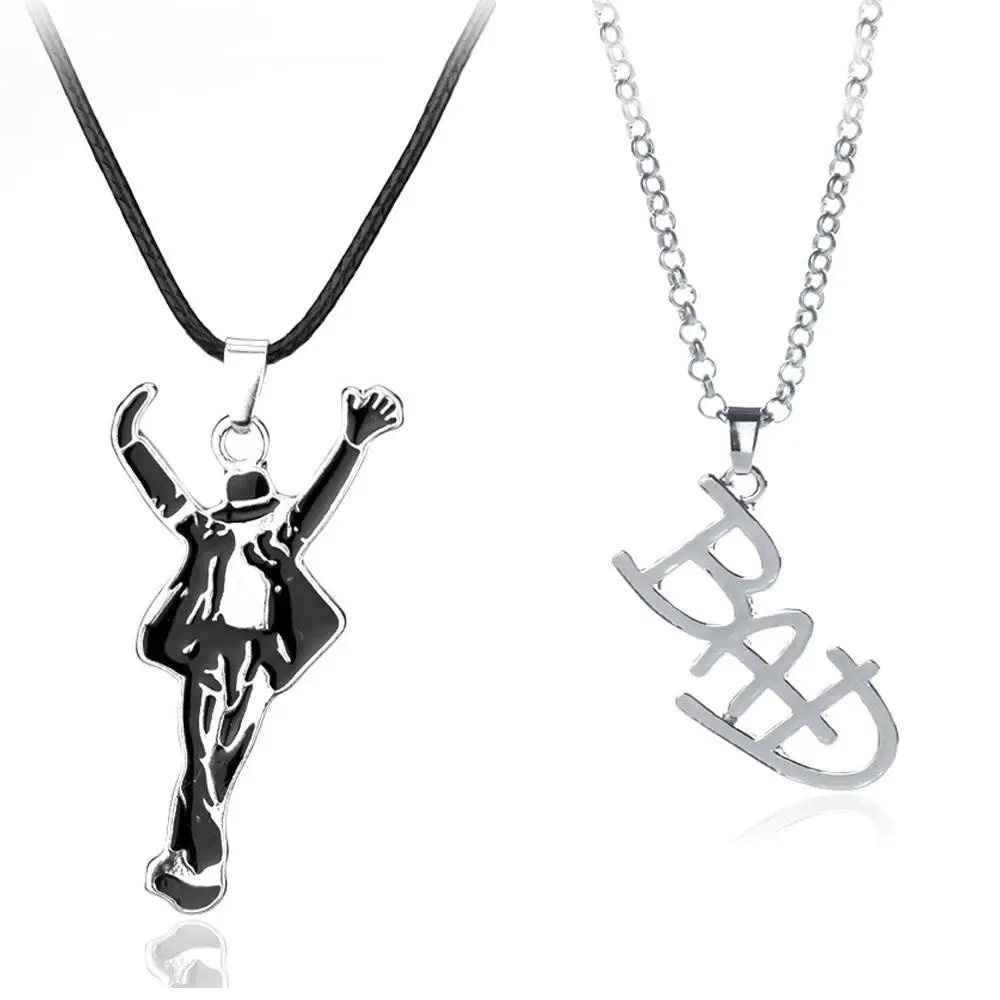 Michael Jackson Classic Rock Roll Pendant Necklace - Unisex Wear, Bead Design, Long Length, Metal Coating, Punk Cosplay Charm, Artist Singer Fan Accessory, Birthday Gift Ideas