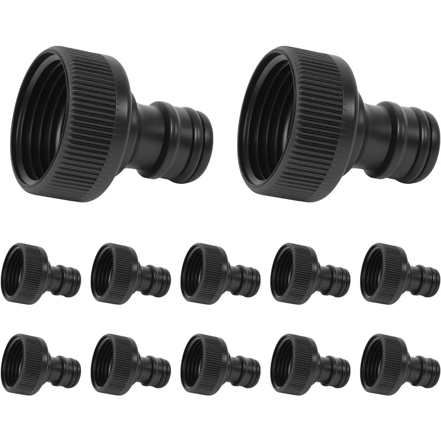 12 count 3/4” GHT Garden Hose Female Connector, Quick Adapter for Male Bibb | Leak-Proof, Long-Lasting, Durable Plastic, Fitting for Standard 3/4'' Thread Faucet