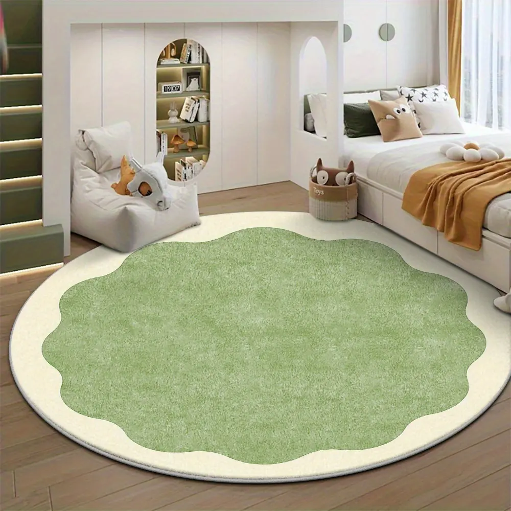 Round Flannel Rug [Velvet Round Carpet] Simple design carpet, round and washable floor mat, suitable for living room/bedroom/hotel/restaurant/bathroom, large carpet, indoor and outdoor decoration