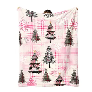 1Pc Christmas Tree, Snowflake, PlaidPrinted Flannel Blanket Cozy Soft Flannel Blanket For Sofa Bed  Office Perfect For Napping, Christmas Fleece Throw S.