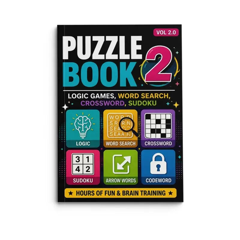 Multi-Game Puzzle Activity Book, Mixed Logic Brain Puzzles Including Sudoku, Word Search, Crossword, Perfect Brain Training Gift for Adults#PuzzleBook #BrainGames #SudokuBook #WordSearch #CrosswordPuzzle #AdultActivityBook #StressReliefGift