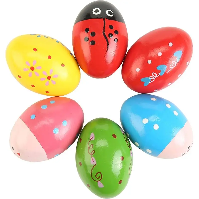 Outdoor activities6Pcs Wooden Egg Shakers Hand Musical Maracas Percussion Instruments
