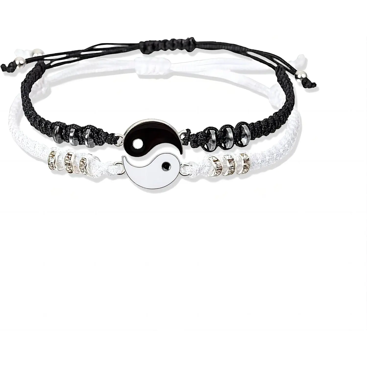 2 count Yin Yang Bracelet For Women Men   Bracelets for 2 Adjustable Braide Rope Bracelet for for Couples Bff Friendship Relationship Girlfriend Valentines