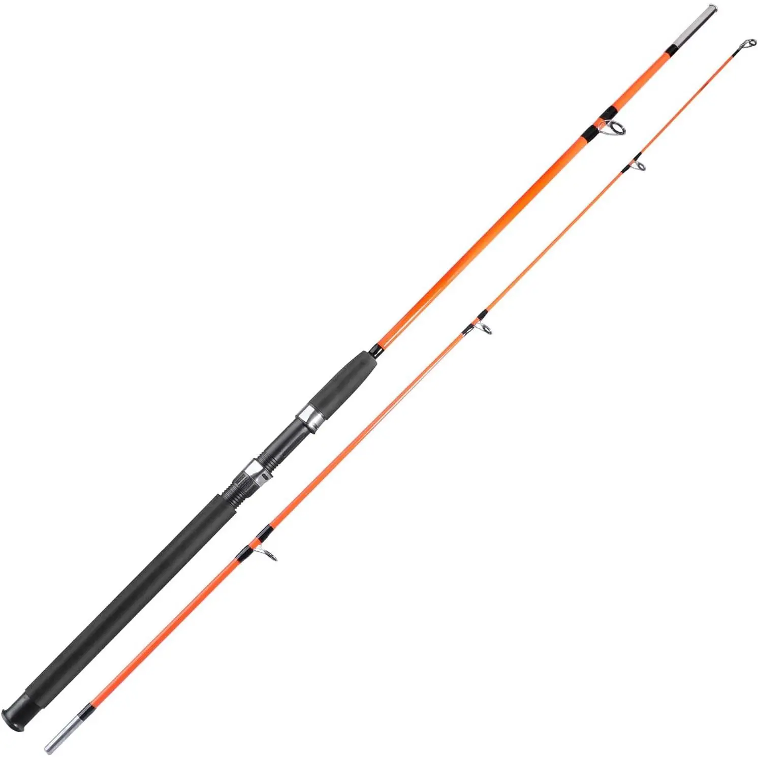 Fishing Rod, 2- Composite Graphite & Glass Blanks Saltwater Trolling Rod Offshore Surf Fishing Pole with Stainless Steel Line Guides for Catfish, Salmon Glass Fiber Spinning Rod