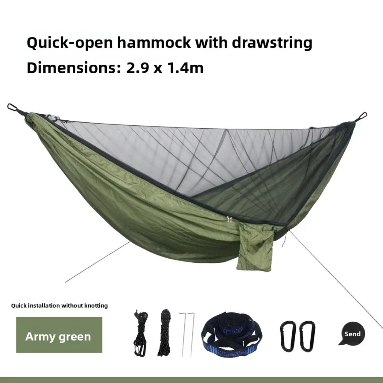 Outdoor Camping Hammock with Mosquito Net, Encrypted Anti-Mosquito Mesh Swing Bed, Comfortable and Protective Sleep Solution