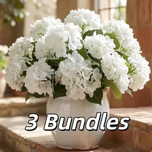 3 Bundles Artificial Hydrangea Flowers, Outdoor Bouquets, Fake Hydrangeas for Table Vases, Party, Wedding, Home Decor