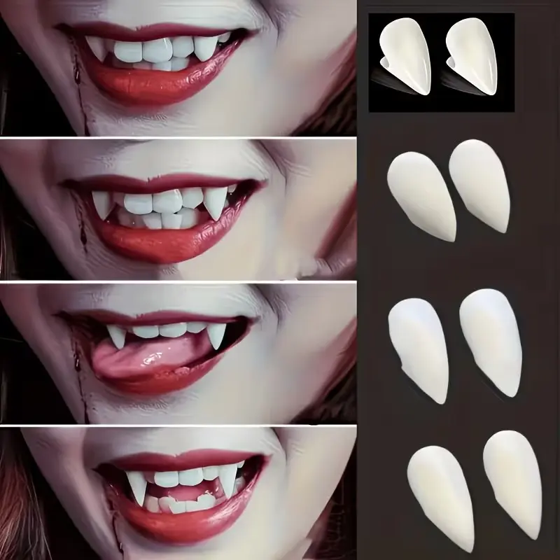 Halloween Vampire Fangs, Realistic Sharp Resin Teeth, Spooky Costume Accessory, Durable, Role-Playing Essential, Cosplay Veneer