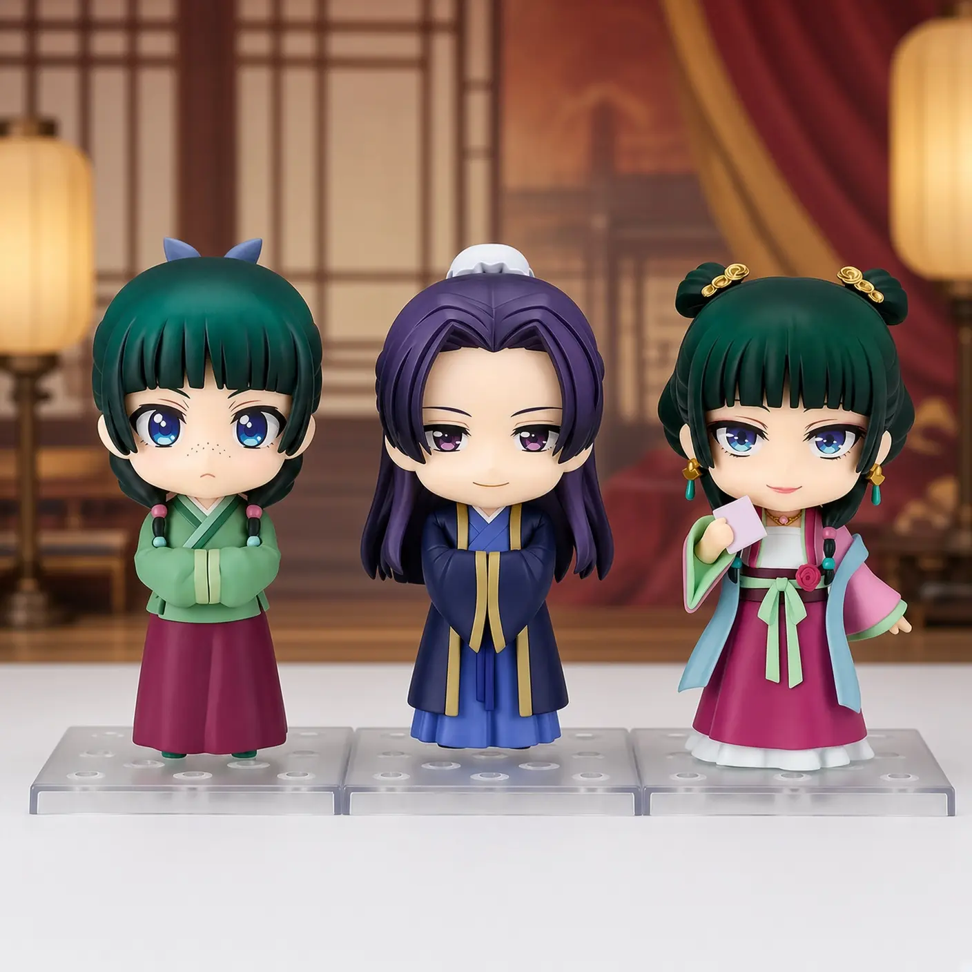 The Apothecary Diaries Chibi Figure, Maomao Jinshi Garden Party Maomao Movable Anime Figurines, Interchangeable Face Boxed Collectible Toy, Desk Decor Gift for Manga Anime Fans