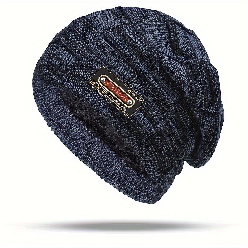 Men's Knitted Wool Hat, Fleece Lined, Winter Warm Outdoor Hat, Textile Blend ≥80%, Handwoven Fabric, Hand Washable