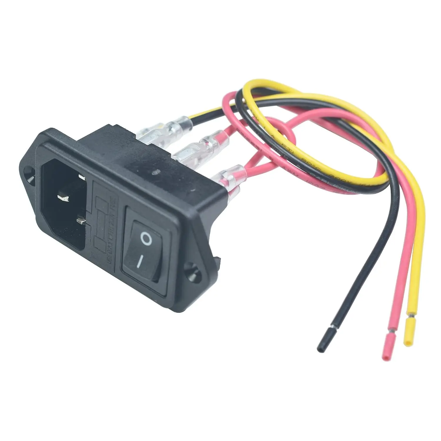 IEC320 C14 Power Socket Inlet Module with 10A Fuse and  | 3 Pin Power Socket with 16AWG Wires(Black)